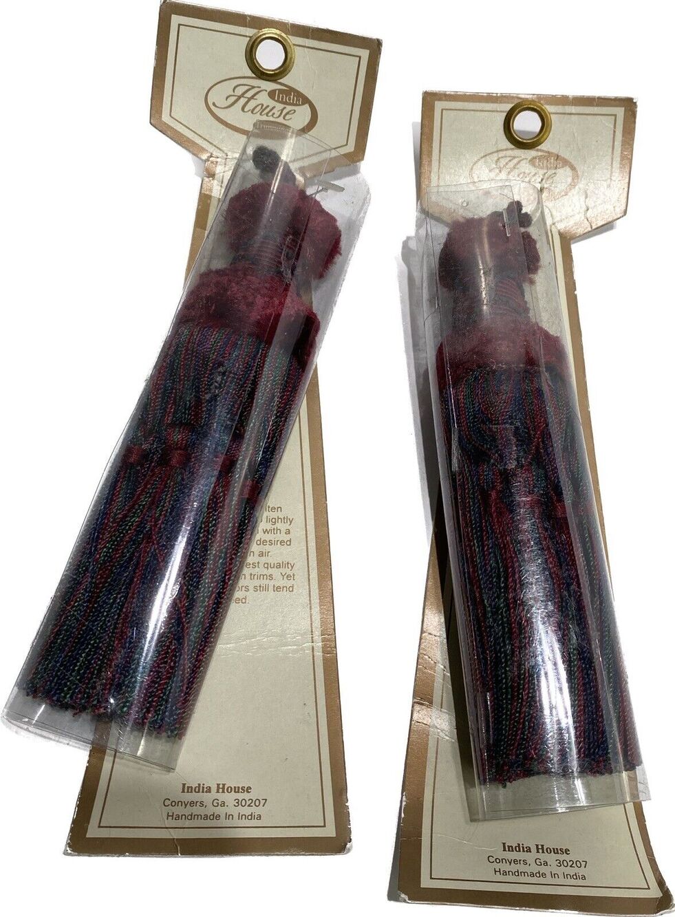 Set of 2 India House Trimmings Home Decor Pillow Drapery Tassel 7" Burgundy Blue